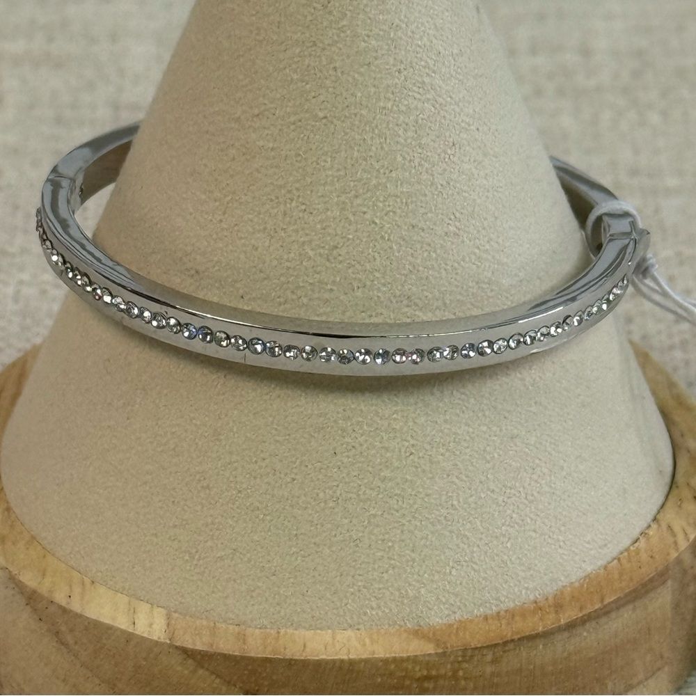 NWT Kate Spade Ring It Up Silvertone Crystal Hinged Bracelet